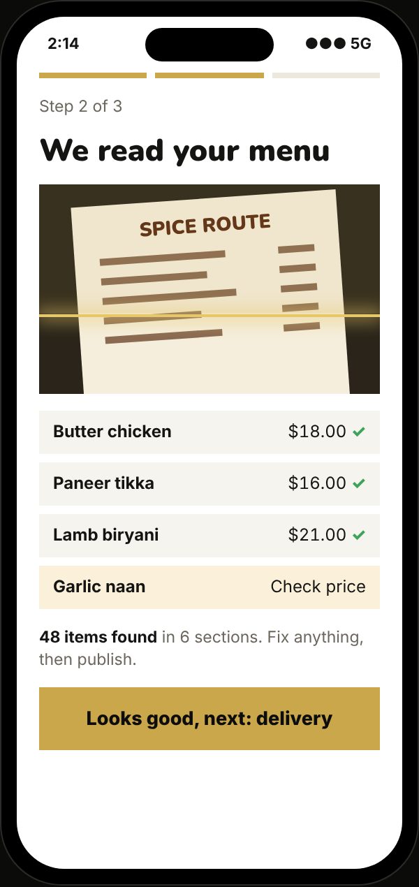 Snap your menu on a phone